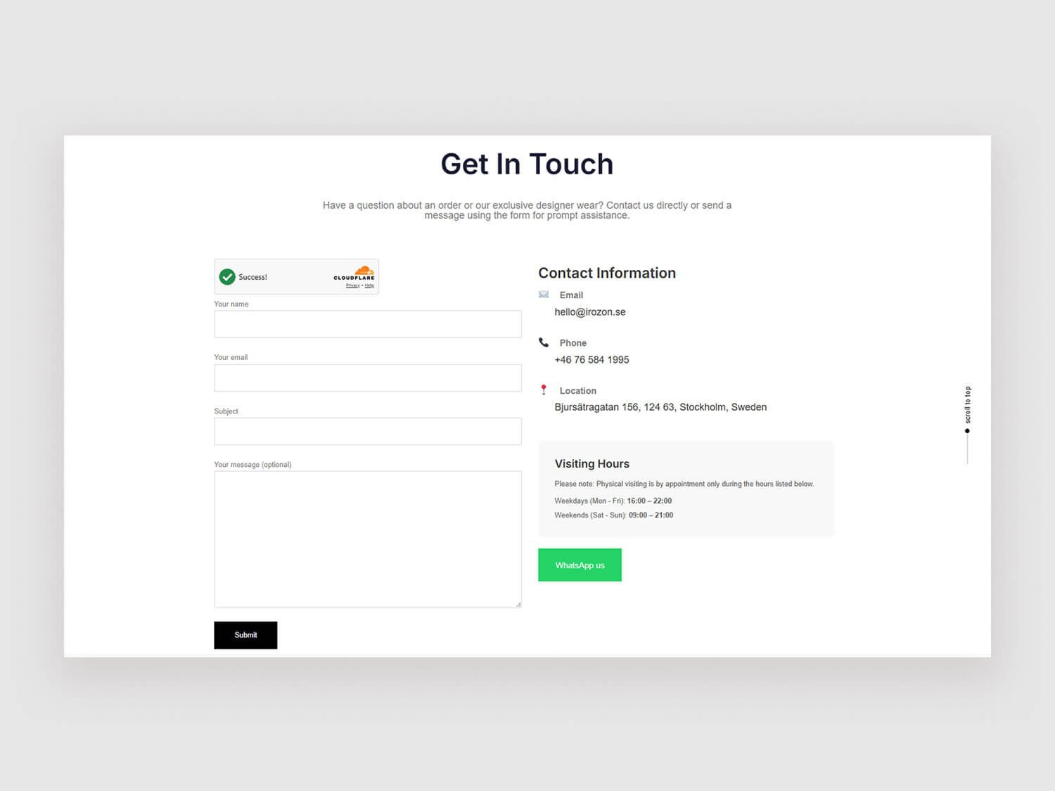VINAZ contact page